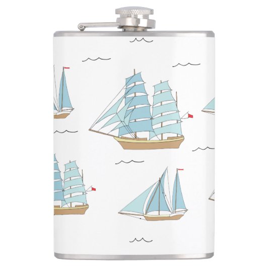 サマーシータイムセール付き可愛いヨット フラスク (正面)
