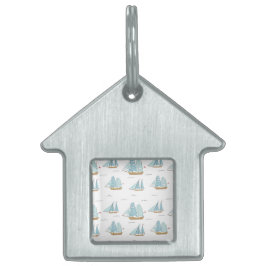 サマーシータイムセール付き可愛いヨット ペットネームタグ