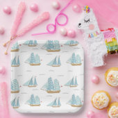 サマーシータイムセール付き可愛いヨット ペーパープレート (パーティー)