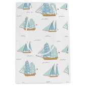 サマーシータイムセール付き可愛いヨット ミディアムペーパーバッグ (正面)