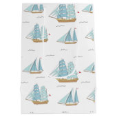 サマーシータイムセール付き可愛いヨット ミディアムペーパーバッグ (裏面)