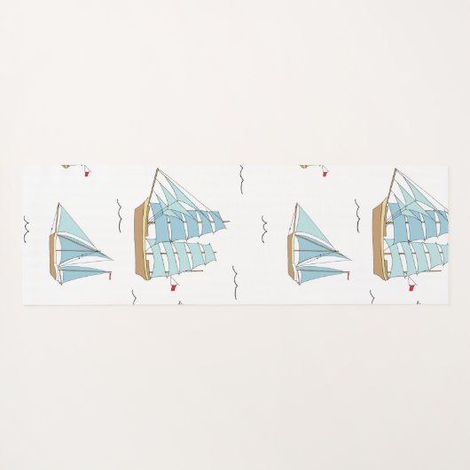 サマーシータイムセール付き可愛いヨット ヨガマット (裏面(横))