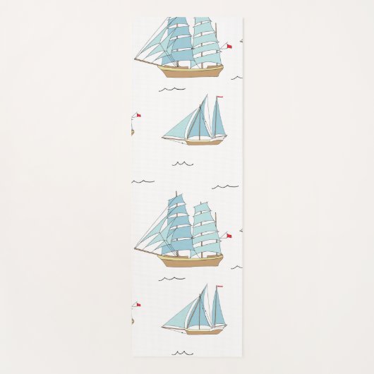 サマーシータイムセール付き可愛いヨット ヨガマット (正面)