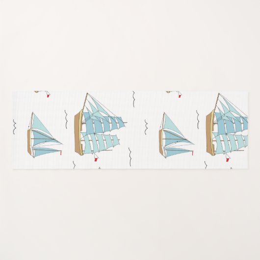 サマーシータイムセール付き可愛いヨット ヨガマット (正面(横))