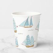サマーシータイムセール付き可愛いヨット 紙コップ (正面)