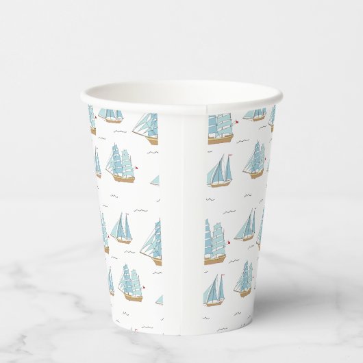 サマーシータイムセール付き可愛いヨット 紙コップ (右)