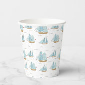 サマーシータイムセール付き可愛いヨット 紙コップ (正面)