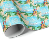 サマーシープレーントロピカルビーチコースタル ラッピングペーパー (ロールコーナー)