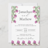 サマージャングルウォーターカラー結婚フローラ 招待状 (正面)