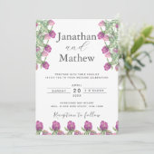 サマージャングルウォーターカラー結婚フローラ 招待状 (スタンド正面)