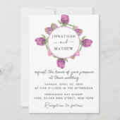 サマージャングルウォーターカラー結婚フローラ 招待状 (正面)