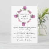 サマージャングルウォーターカラー結婚フローラ 招待状 (スタンド正面)