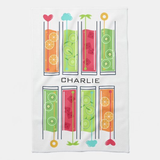 サマージュース名前をカスタムするキッチンタオル キッチンタオル (縦)