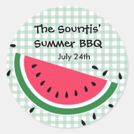 サマースイカのシール ラウンドシール (正面)