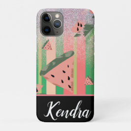 サマースイカイラストレーションストライプスパークル iPhone 11 PROケース