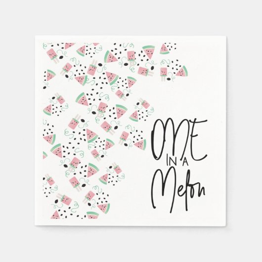 サマースイカシードスワールイラストレーションパーティー スタンダードカクテルナプキン (正面)