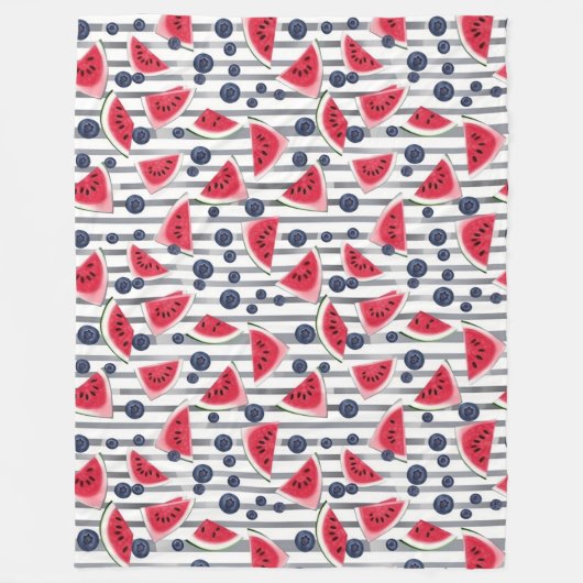 サマースイカストライプ フリースブランケット (正面)