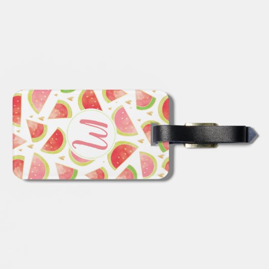 サマースイカスライス&金ゴールドハートパターン ラゲッジタグ (裏面横)