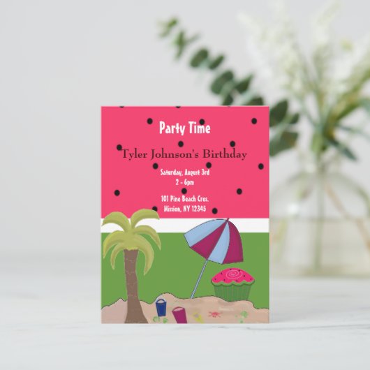 サマースイカテーマ誕生日招待状 招待状 (スタンド正面)