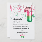 サマースイカバルーン1st誕生日パーティー 招待状 (正面)