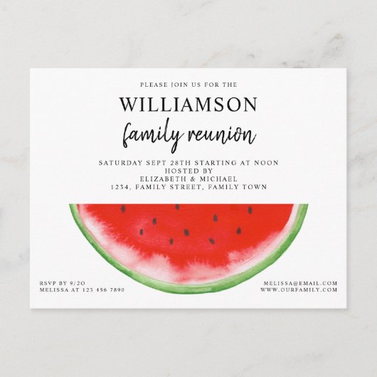 サマースイカファミリー懇親会招待状はがき 案内ポストカード (正面)