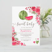 サマースイカフローラ水色ベビーシャワー 招待状 (スタンド正面)