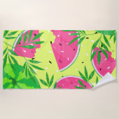 サマースイカ枝明るい熱帯 ビーチタオル (正面)