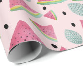 サマースイカ模様の水彩手色彩の鮮やか型 ラッピングペーパー (ロールコーナー)