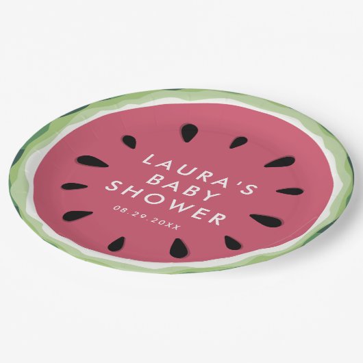 サマースイカ甘い小さな赤ちゃんシャワー ペーパープレート (アングル)