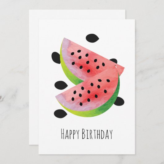サマースイカ種子ペアハッピーバースデーカード シーズンカード (正面/裏面)