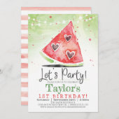 サマースイカ誕生日パーティーへの招待 招待状 (正面/裏面)