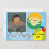 サマースイミングビーチプールパーティー誕生日招待状 招待状 (正面)