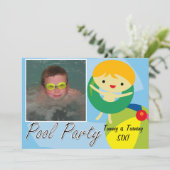 サマースイミングビーチプールパーティー誕生日招待状 招待状 (スタンド正面)