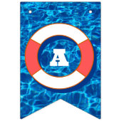 サマースイミングプールパーティートロピカル誕生日ブルー バンティングフラッグ (第3の旗)