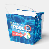 サマースイミングプールパーティートロピカル誕生日ブルー フェイバーボックス (裏面サイド)