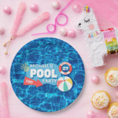サマースイミングプールパーティートロピカル誕生日ブルー ペーパープレート (パーティー)