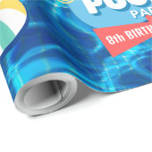 サマースイミングプールパーティートロピカル誕生日ブルー ラッピングペーパー (ロールコーナー)