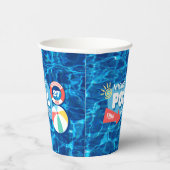 サマースイミングプールパーティートロピカル誕生日ブルー 紙コップ (右)