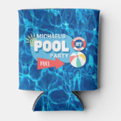 サマースイミングプールパーティートロピカル誕生日ブルー 缶クーラー (正面)