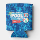 サマースイミングプールパーティートロピカル誕生日ブルー 缶クーラー (裏面)