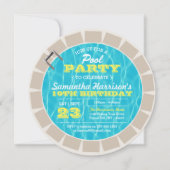 サマースイミングプールパーティー任意の年齢誕生日 招待状 (正面)