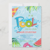 サマースイミングプールパーティー誕生日招待状 招待状 (正面)