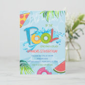 サマースイミングプールパーティー誕生日招待状 招待状 (スタンド正面)