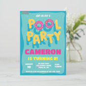 サマースイミングプールパーティー誕生日Any Age 招待状 (スタンド正面)