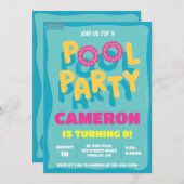 サマースイミングプールパーティー誕生日Any Age 招待状 (正面/裏面)