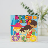 サマースイミングプールビーチ誕生日招待状 招待状 (スタンド正面)