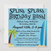 サマースイミングプールビーチ誕生日招待状 招待状 (裏面)