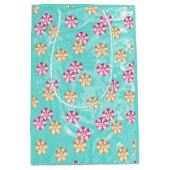 サマースイミングプールピンクイエロー傘 ミディアムペーパーバッグ (正面)