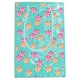 サマースイミングプールピンクイエロー傘 ミディアムペーパーバッグ