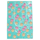 サマースイミングプールピンクイエロー傘 ミディアムペーパーバッグ (裏面)